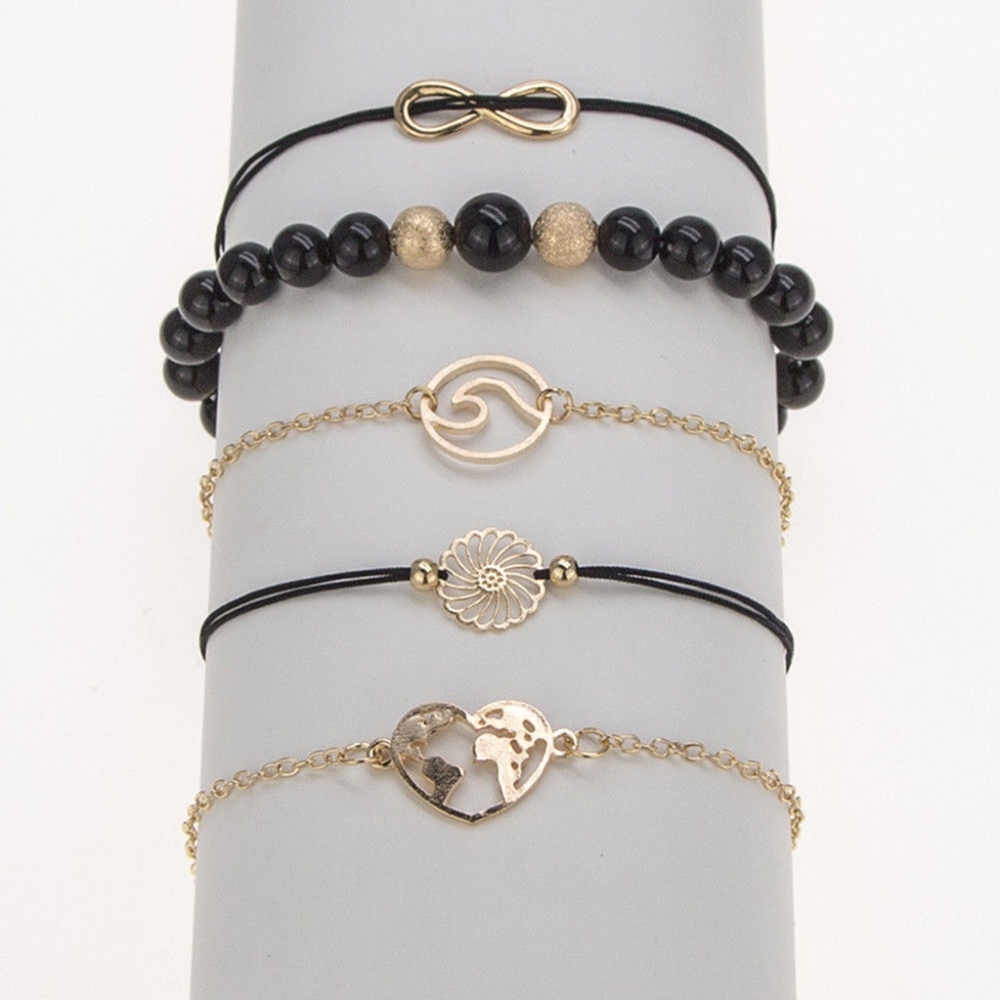 'In Bloom' 5-piece Gold Tone Earthy Bracelet Set - Picture 4 of 4